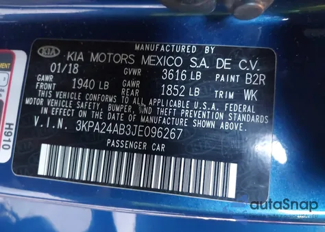 2018 Kia Rio S z USA, uszkodzony, nr VIN 3KPA24AB3JE096267